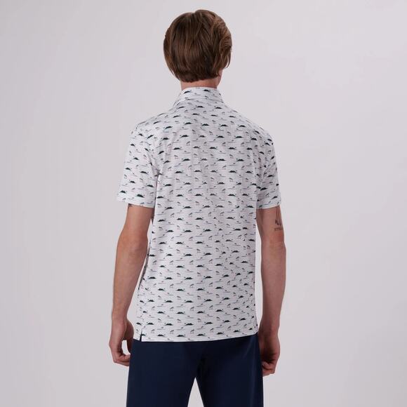 BUGATCHI Milo Island Print OoohCotton Short Sleeve Shirt Size‎ Medium Polo Golf - Picture 4 of 16